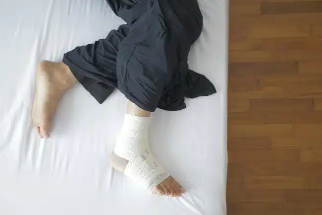 foot of an injured patient
